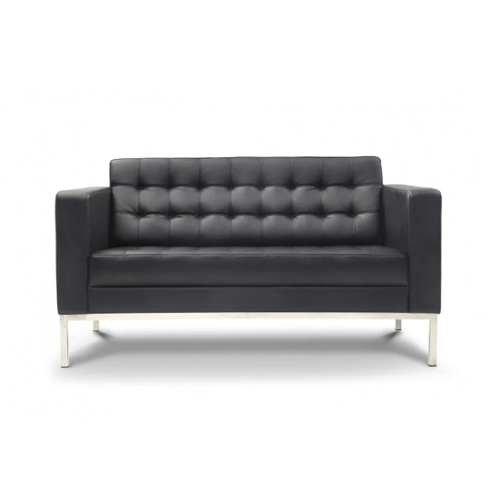 3 Seater Sofa for Home Furniture Made in Plywood Frame with Tufted Design and Leatherette Upholstery - Soft Seating & Metal Legs