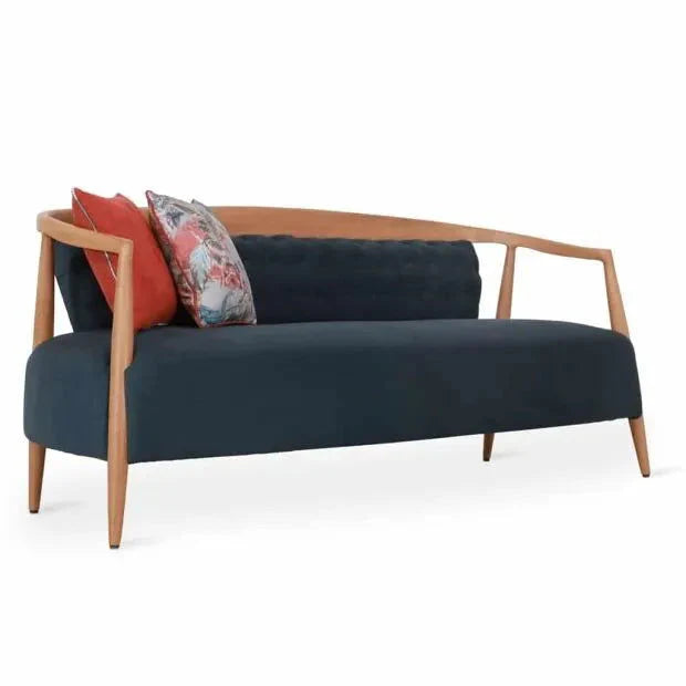 3 Seater Sofa for Home Furniture Upholstery Leatherette and wooden Armrest Legs with PU Polish