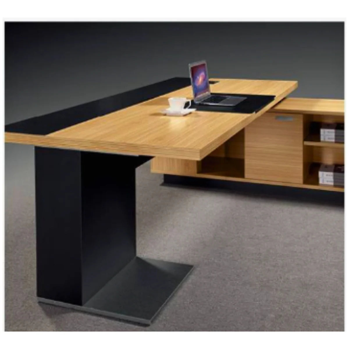 Director and Executive L Shape Office Table Made Particle Board with Side Unite and Openable Shutter and Drawrers