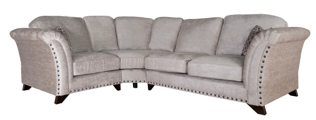 Luxury L-Shaped Sectional Sofa with Designer Cushions Elegant Velvet Finish for Modern Living Rooms