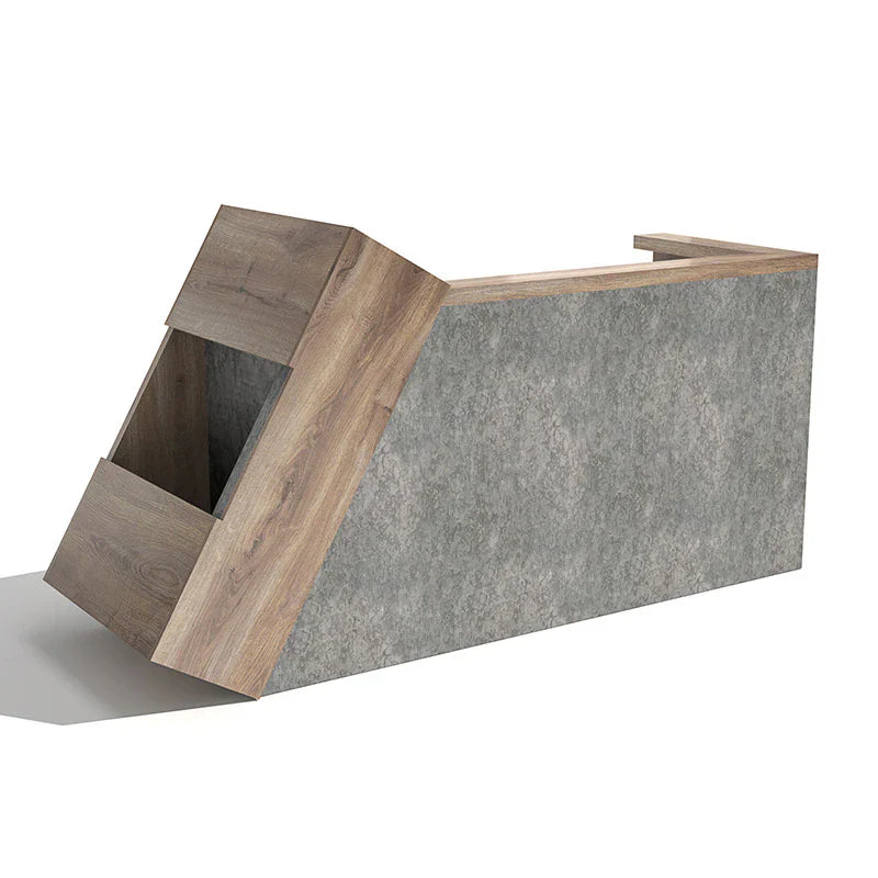 Reception table for Office and Hotel front desk made in MDF with melamine with 3 drawers includes 1 Lockable drawer - Brown