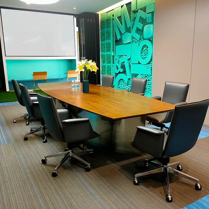Meeting Room Conference Table Top Made in MDF and Veneer with Polish and Base in MS Legs Style