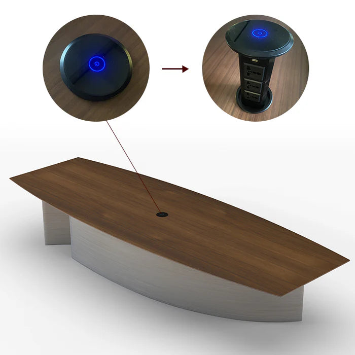 Meeting Room Conference Table Top Made in MDF and Veneer with Polish and Base in MS Legs Style