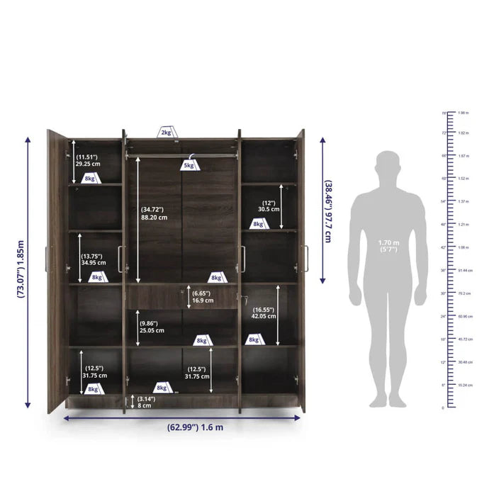 Wardrobe in 2/3/4 Door Options with Mirror