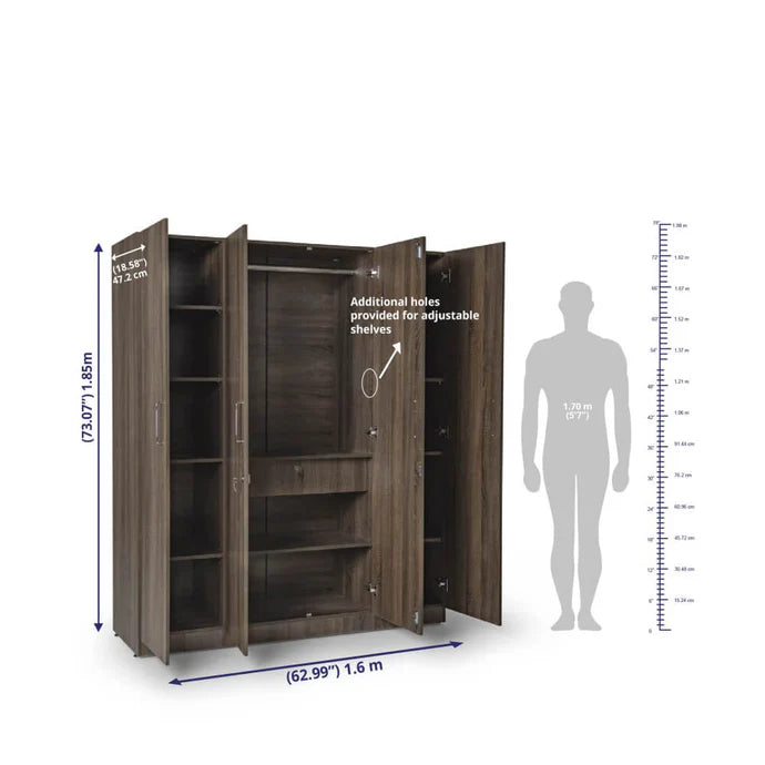 Wardrobe in 2/3/4 Door Options with Mirror