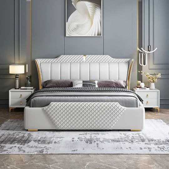 Modern Upholstered Bed with Box Storage – Plywood Frame, Soft Fabric Headboard, and Design for Contemporary Bedrooms