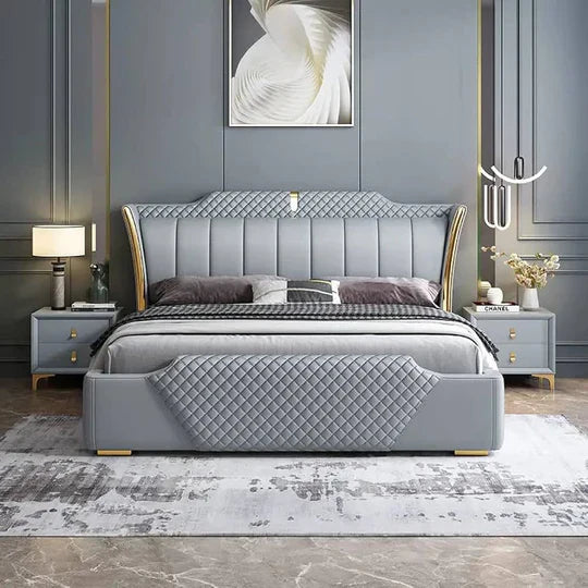 Modern Upholstered Bed with Box Storage – Plywood Frame, Soft Fabric Headboard, and Design for Contemporary Bedrooms