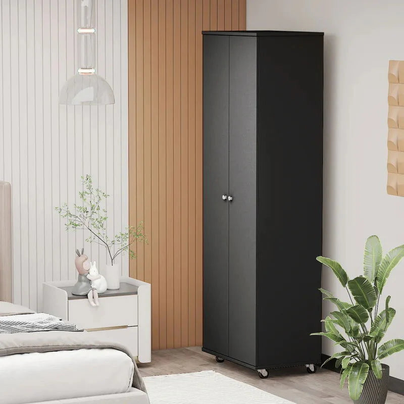 Home or Office Stylish White and Black Wood 2-Door Storage Cabinet on Spacious and Modern Storage Solutions for Your Home