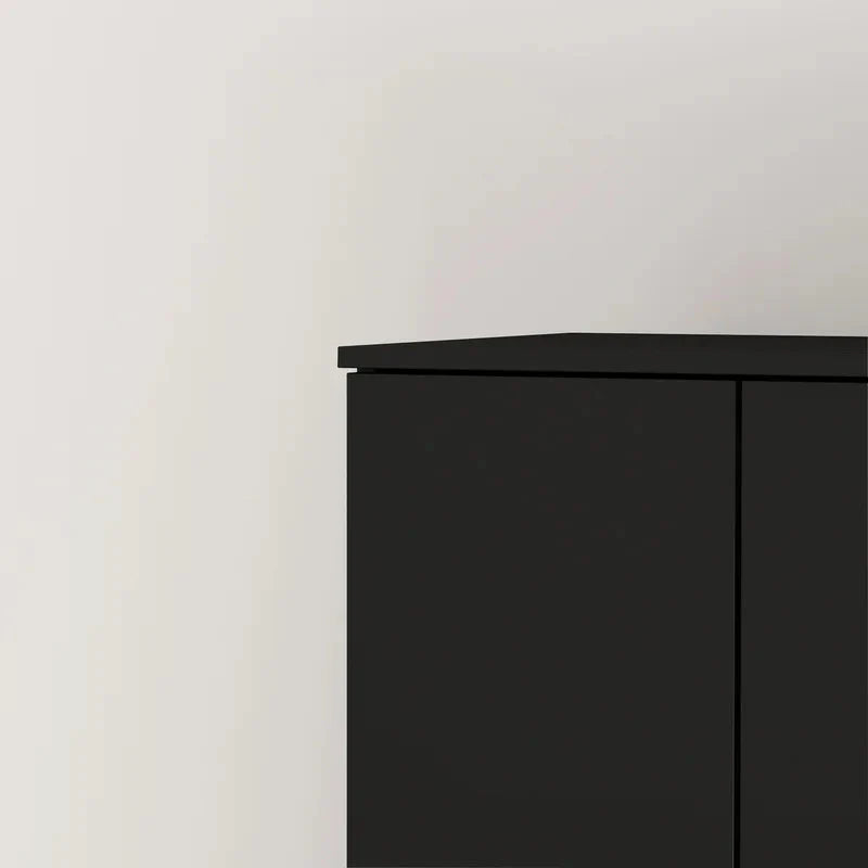 Home or Office Stylish White and Black Wood 2-Door Storage Cabinet on Spacious and Modern Storage Solutions for Your Home