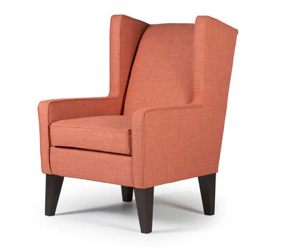 Wing Back Accent Chair In Cotton Upholstery with Armrest
