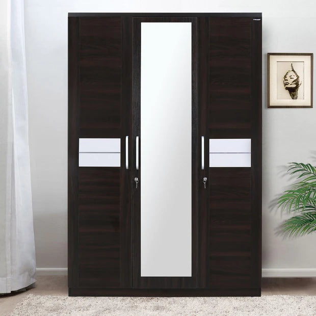 Wooden 3 Door & Mirror Wardrobe