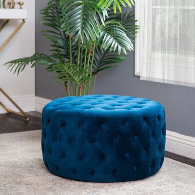 Wooden Frame Fabric Ottoman