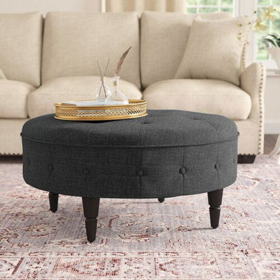 Wooden Frame Fabric Ottoman