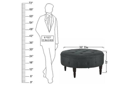 Wooden Frame Fabric Ottoman