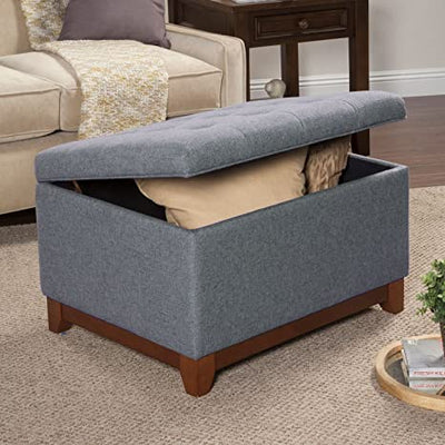 Wooden Frame Fabric Ottoman with Storage