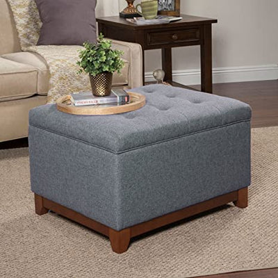 Wooden Frame Fabric Ottoman with Storage