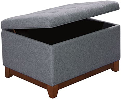 Wooden Frame Fabric Ottoman with Storage