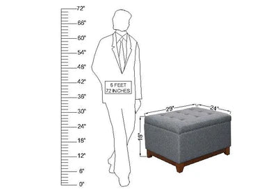 Wooden Frame Fabric Ottoman with Storage