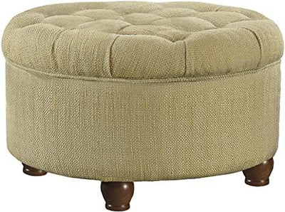 Wooden Frame Fabric Ottoman with Storage