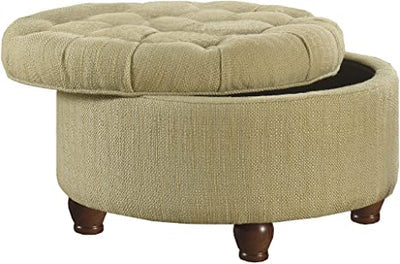 Wooden Frame Fabric Ottoman with Storage