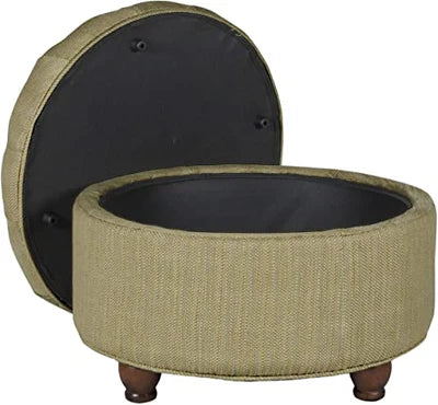 Wooden Frame Fabric Ottoman with Storage