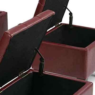 Wooden Frame Leatherette Ottoman with Storage