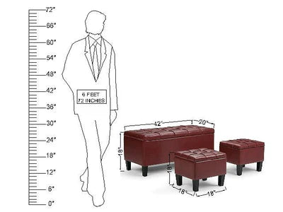 Wooden Frame Leatherette Ottoman with Storage
