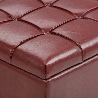 Wooden Frame Leatherette Ottoman with Storage
