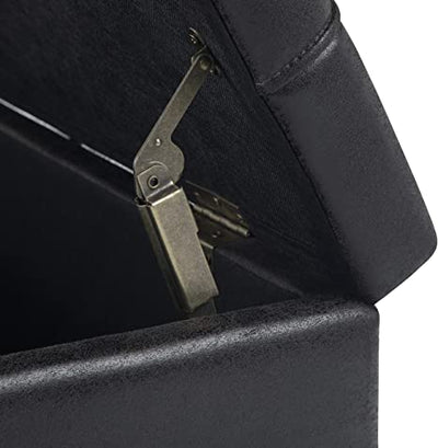Wooden Frame Leatherette Ottoman with Storage