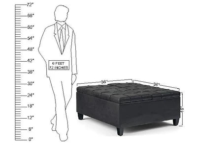 Wooden Frame Leatherette Ottoman with Storage