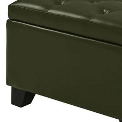 Wooden Frame Leatherette Ottoman with Storage