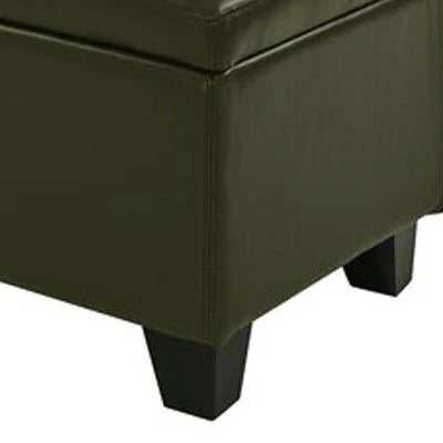 Wooden Frame Leatherette Ottoman with Storage