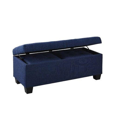 Wooden Frame Leatherette Ottoman with Storage