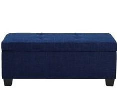 Wooden Frame Leatherette Ottoman with Storage