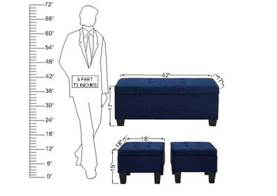 Wooden Frame Leatherette Ottoman with Storage