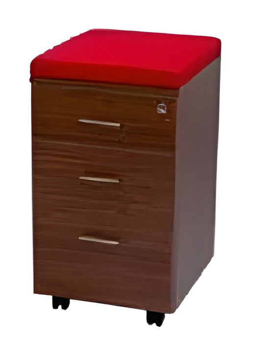 Wooden Pedestal Drawer with Cushion and Lock & Wheels Base