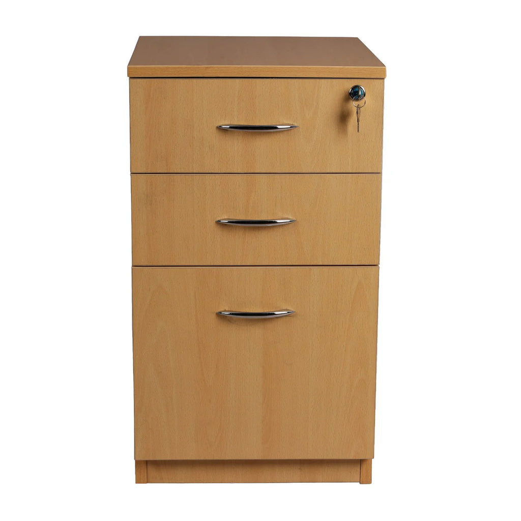 Wooden Pedestal Made in Particle Board with Drawers with Lockable