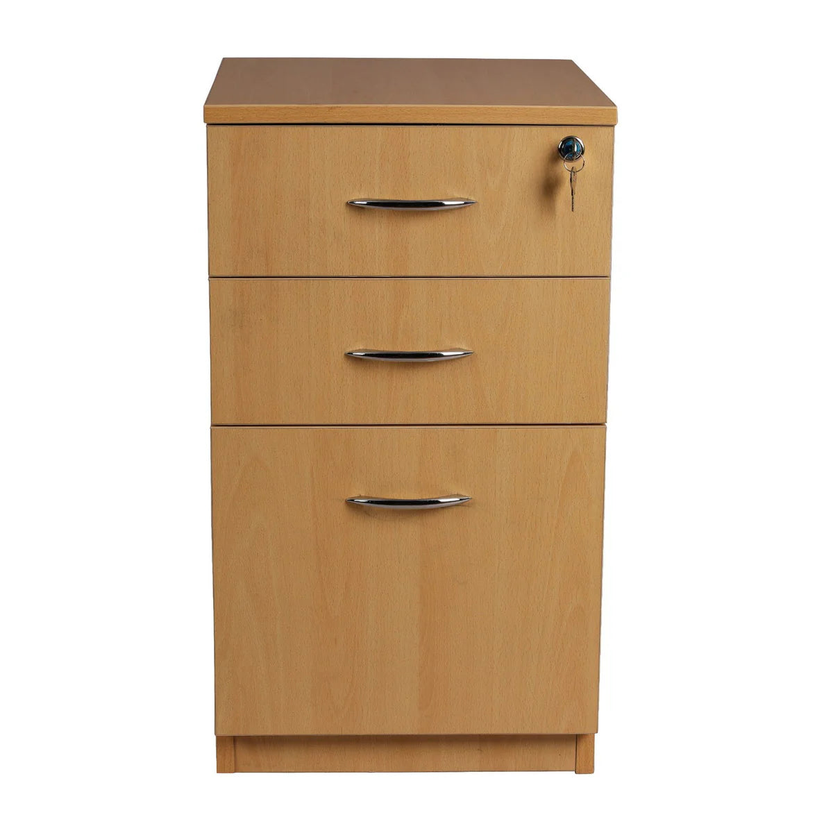 Wooden Pedestal Made in Particle Board with Drawers with Lockable