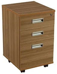 Wooden Pedestal Drawer with Lock & Wheels Base