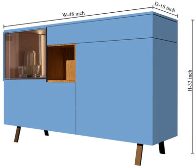 Wooden Storage Cabinet Console with Metal Legs Base
