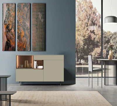 Wooden Storage Cabinet Console with Metal Legs Base