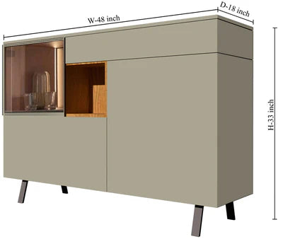 Wooden Storage Cabinet Console with Metal Legs Base