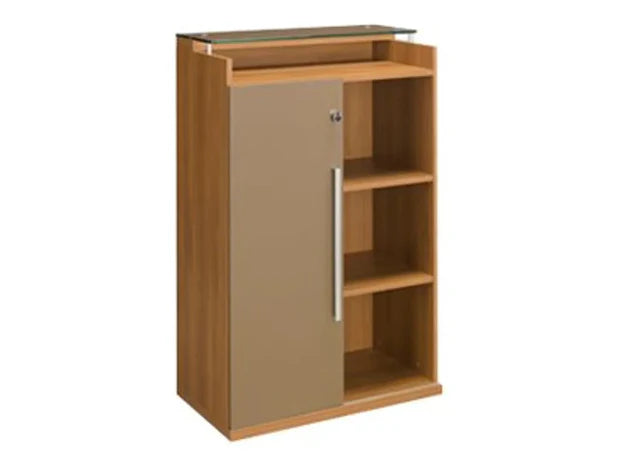 Wooden Storage Cabinet with Glass Top