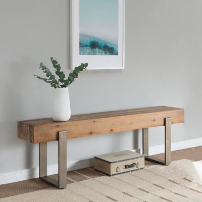 Wooden Upholstery &amp; Metal Base Ottoman