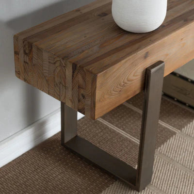 Wooden Upholstery &amp; Metal Base Ottoman