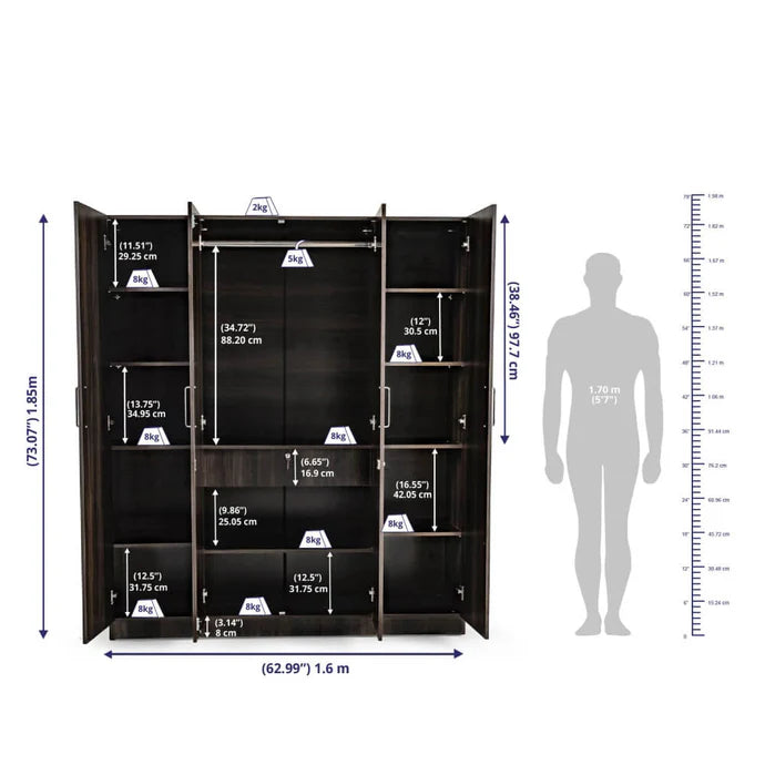 Wooden Wardrobes: 2/3/4-Door Options with Mirrors