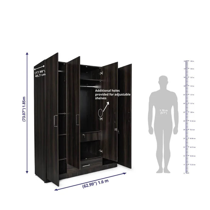 Wooden Wardrobes: 2/3/4-Door Options with Mirrors