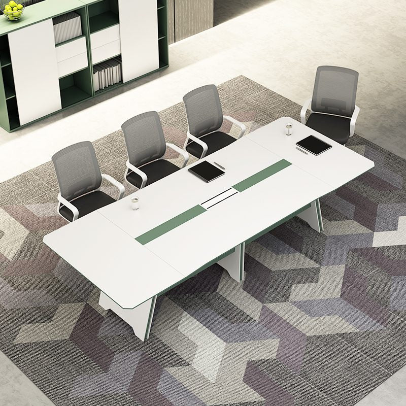 Meeting Room Table PU Finished Conference Table White Top and 3 Legs Style Base Design Made in MDF and Veneer with PU Polish