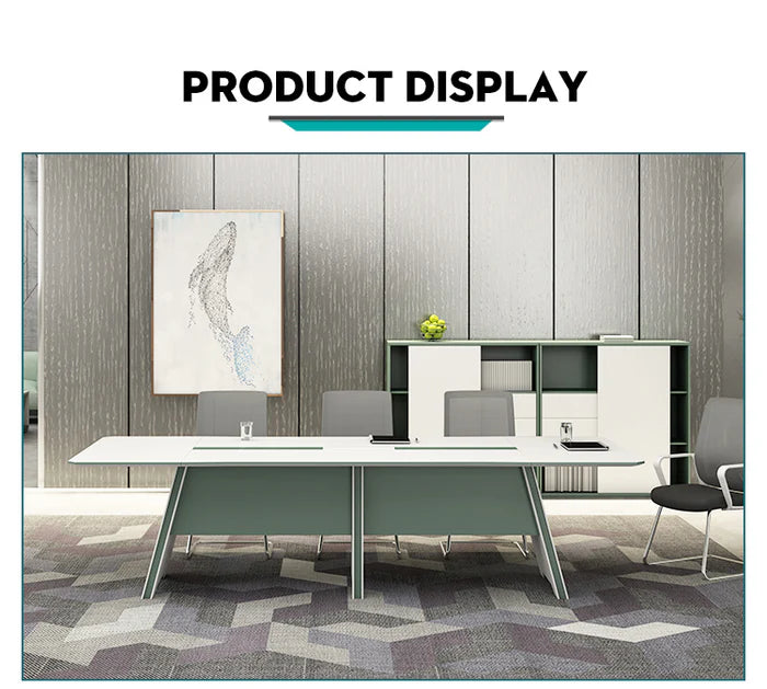 Meeting Room Table PU Finished Conference Table White Top and 3 Legs Style Base Design Made in MDF and Veneer with PU Polish