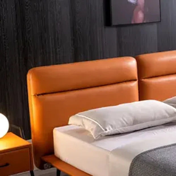 Luxury Leatherette Upholstered Bed – Solid Teakwood ; Plywood Structure, Layer, Sleek Finish without Storage